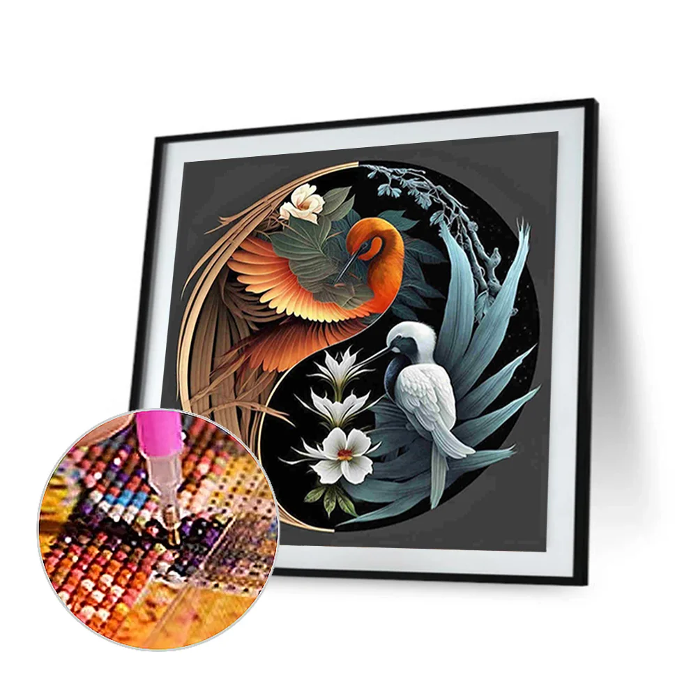 5D DIY Full Square Drill Diamond Painting Yin Yang Symbol Bird Decor (ZQA229)