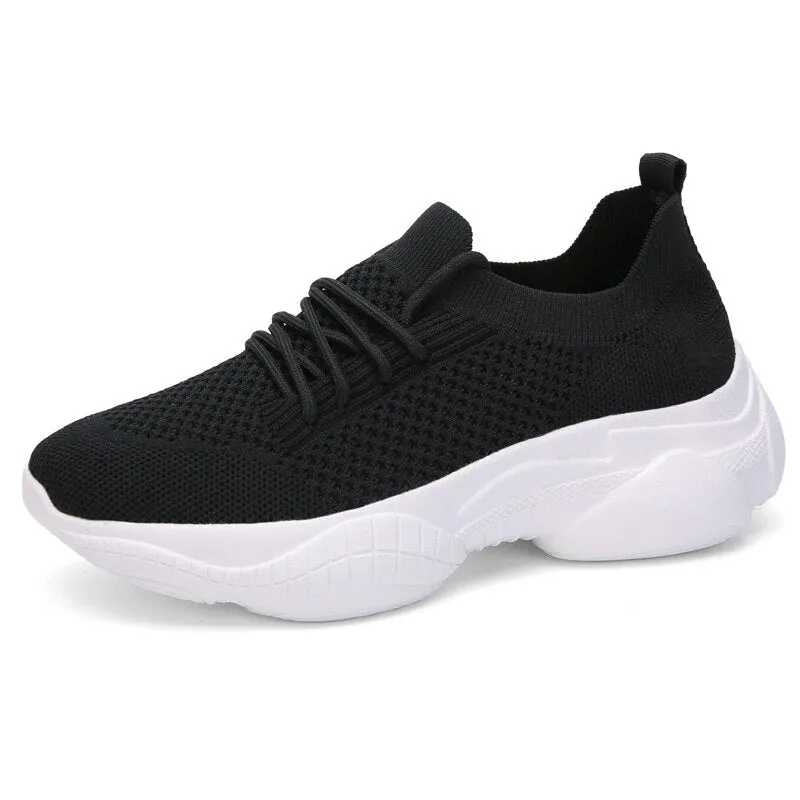 Woman Running Shoes Increasing 3.5CM High Heel Outdoors Breathable Mesh Sneakers Women Height Platform Breathable Sports Girl