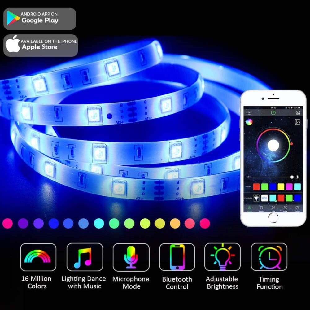 

30 LED Strip Light RGB 5050 SMD Diode 5m Tape Ribbon with Controller, 501 Original