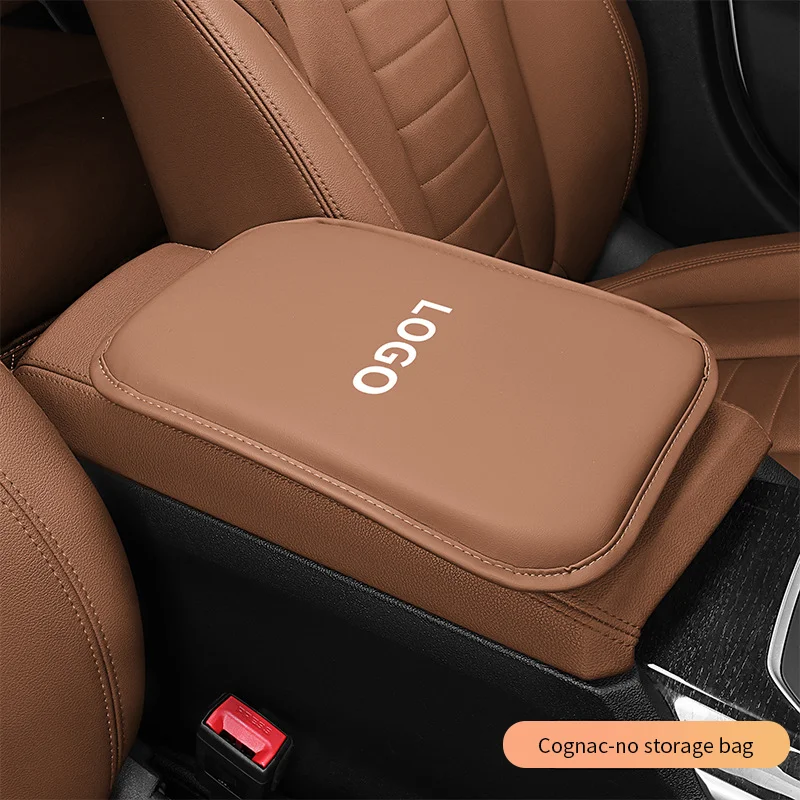Customized car logo leather armrest box extender protector