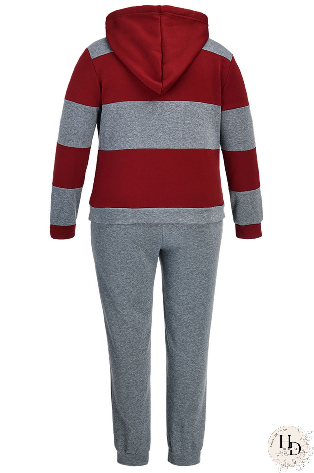 Red Casual Solid Split Joint Hooded Collar Long Sleeve Regular Sleeve Regular Two Pieces