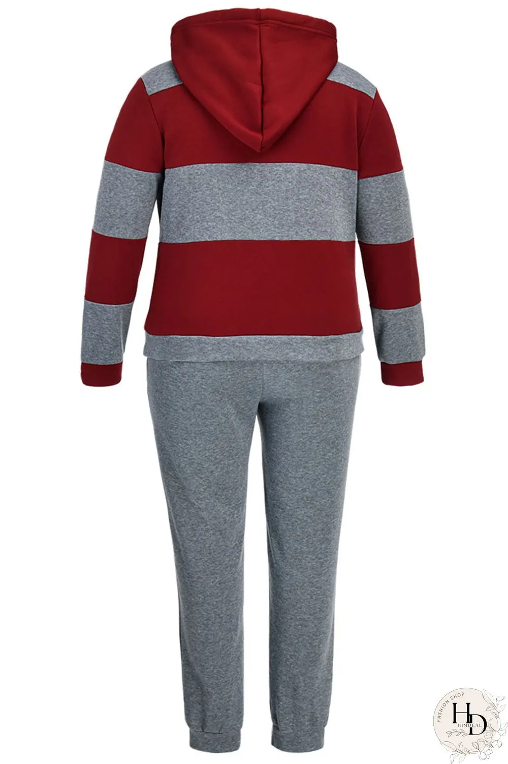 Red Casual Solid Split Joint Hooded Collar Long Sleeve Regular Sleeve Regular Two Pieces