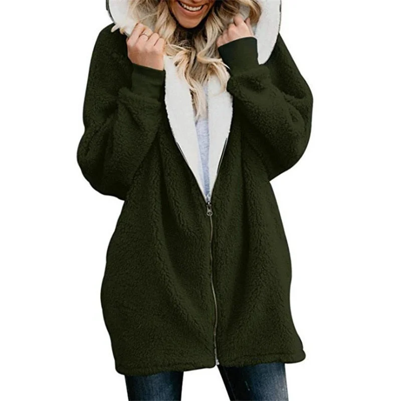 Lamb velvet hooded women long winter jacket 2019 autumn and winter new plus size 5XL warm outwear coat female