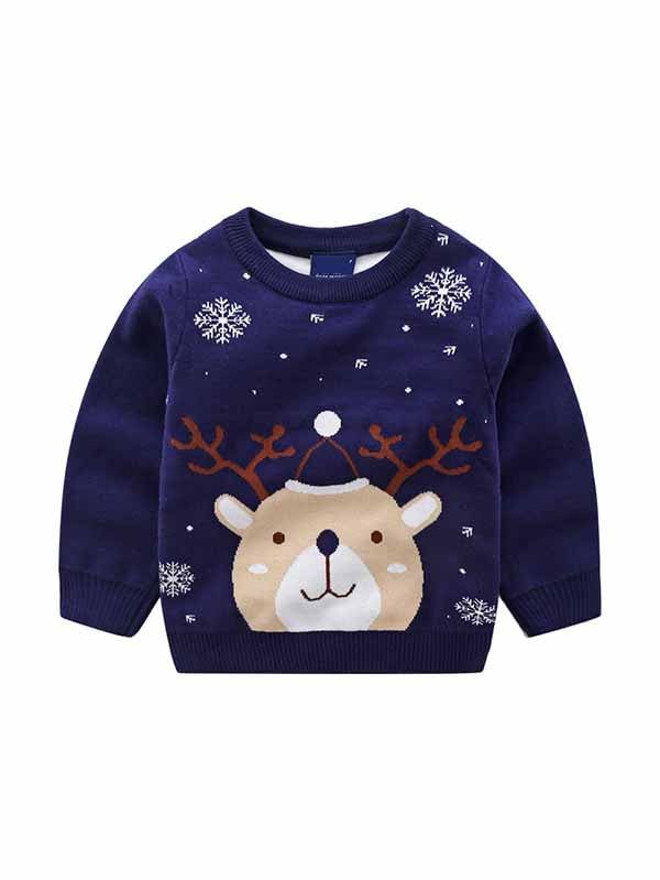 Boys Girls Christmas Sweater Kids Reindeer Outfit-elleschic