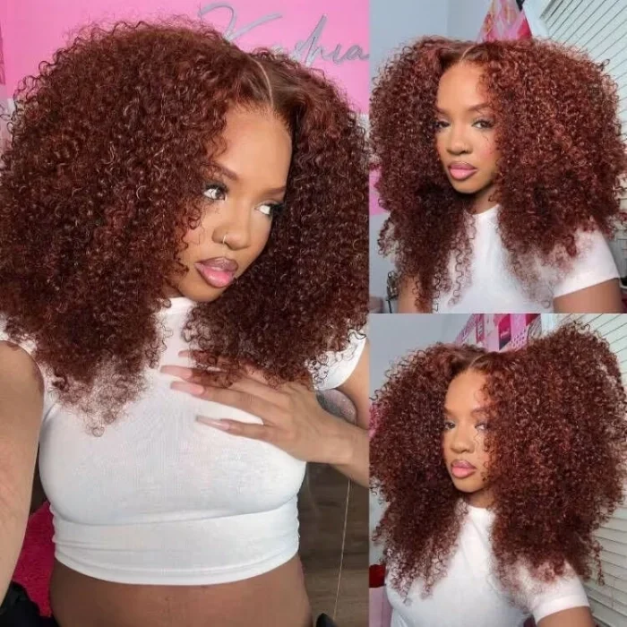 Red Human Hair HD Lace Bob Curly Wig  | Glueless Wigs | 100% Real Natural Human Hair Wigs | Short Wig