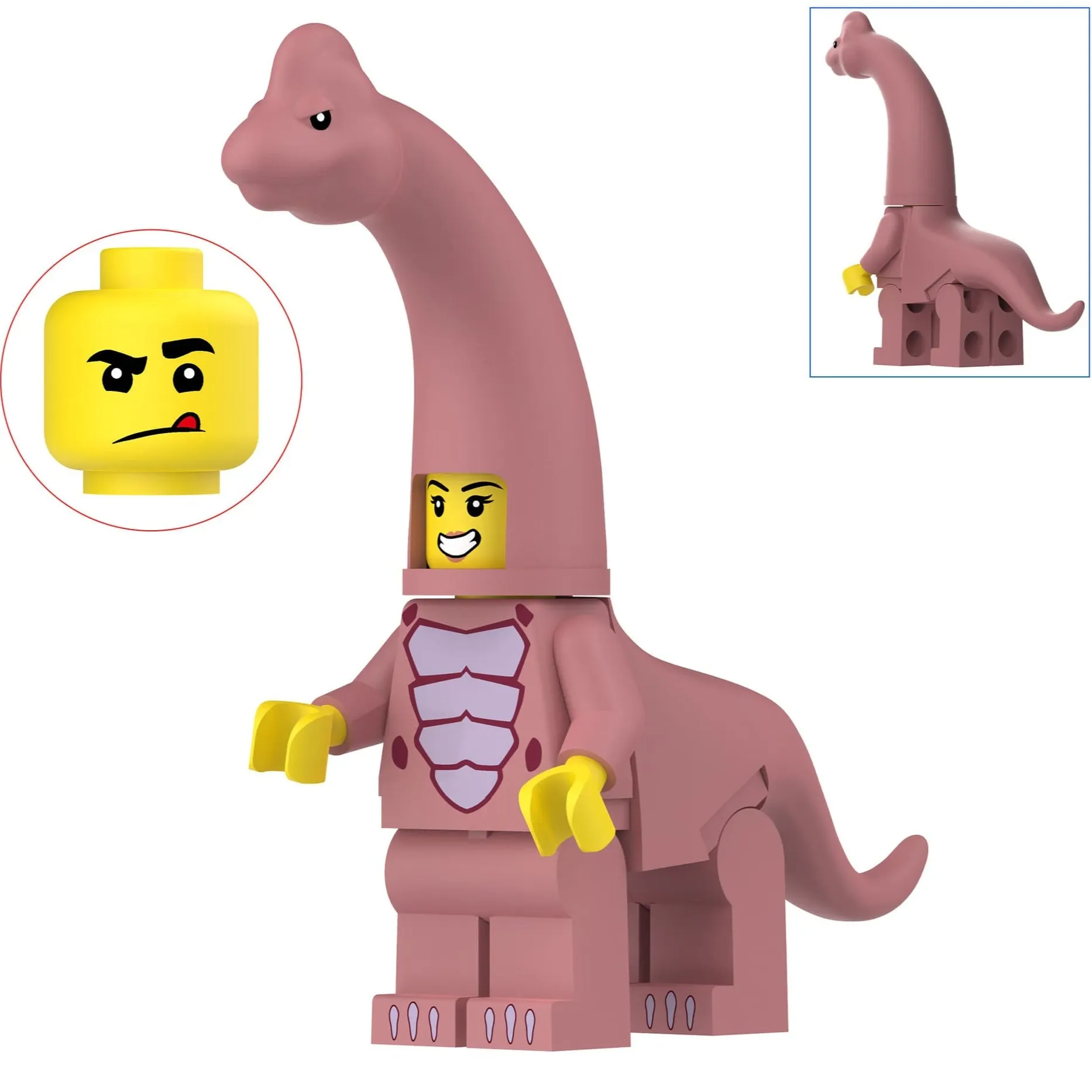 Purple Brachiosaurus Costumed Fan Custom Minifigure Minifigure Bricks monstertoys