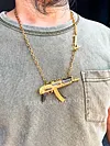 High-end Private Custom Vintage Texture 22k Gold AK Pendant 
