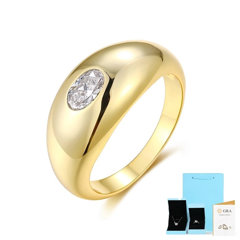 925 Sterling Silver Moissanite Geometric Rings GRA Certificate