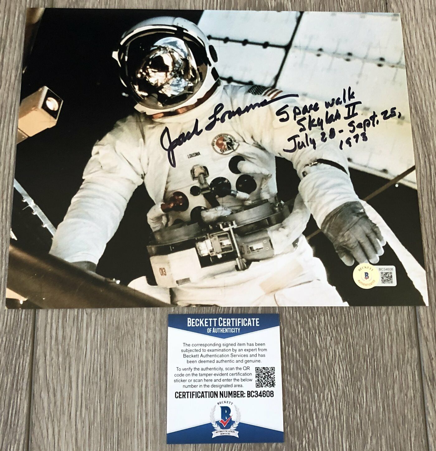 ASTRONAUT JACK LOUSMA SIGNED AUTOGRAPH SKYLAB II 8x10 Photo Poster painting A & BECKETT BAS COA