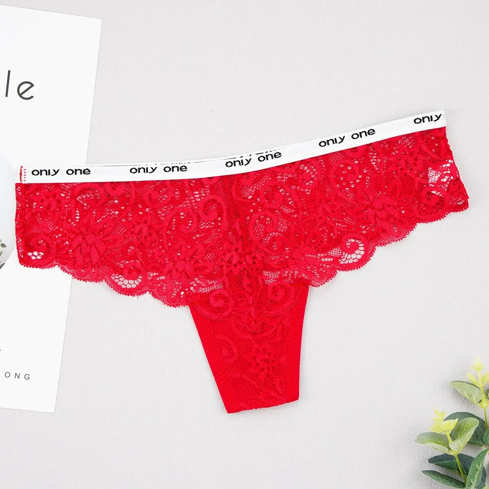 Billionm Women G String sexy Lingerie Letter Low-rise Breathable Lace Thongs Girl Panties With Hole Sexy Intimattes Large Size 3XL 4XL