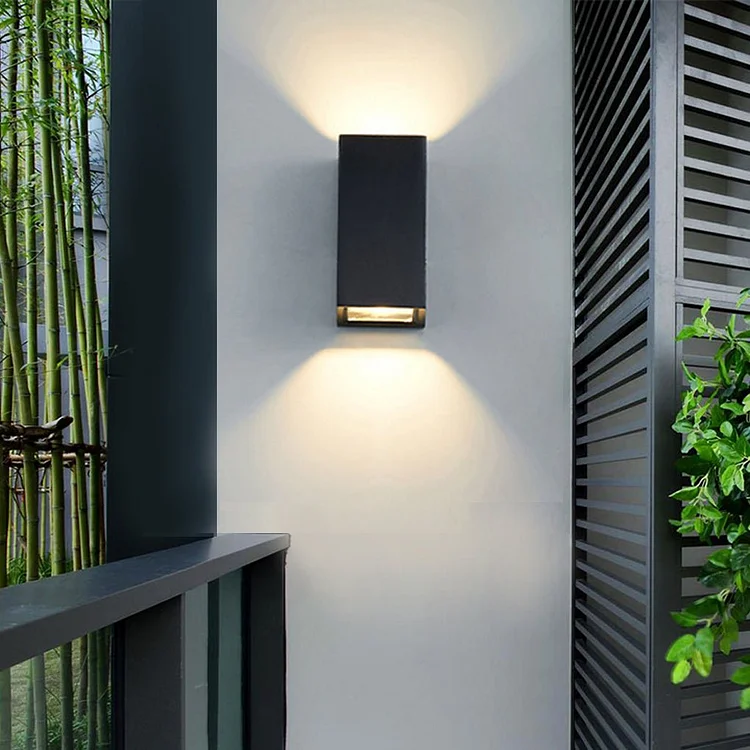 Round Square Waterproof LED up down Lighting Black Outdoor Wall Lights - Appledas