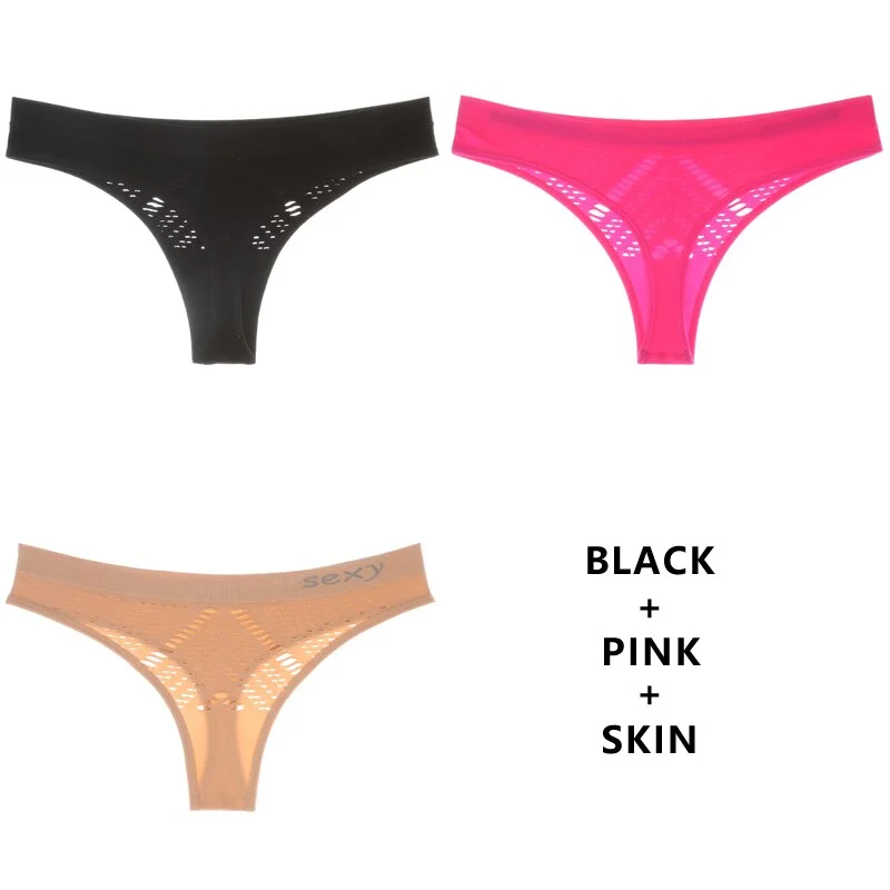 Meet'r 3Pcs/Lot Hollow Out Lingerie Europe Seamless Sexy Panties Women Temptation Underwear Mid-waist G String Drop Shipping