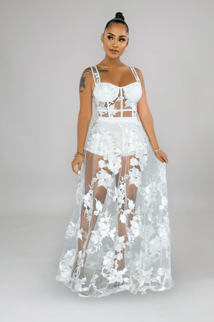 Zari Dress White Embroidered Strappy Prom Maxi Dresses