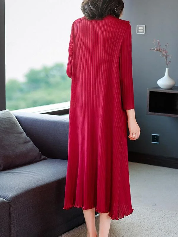Round neck streamer beaded plus size mid-length dress