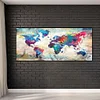 (US Only)World Map Oil Paint By Numbers Kits Canvas Picture DIY Wall Art Craft Color