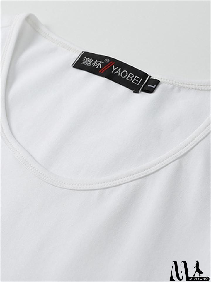 MidiSono - Men's Short Sleeve Solid Color Round Neck Cotton T-Shirt