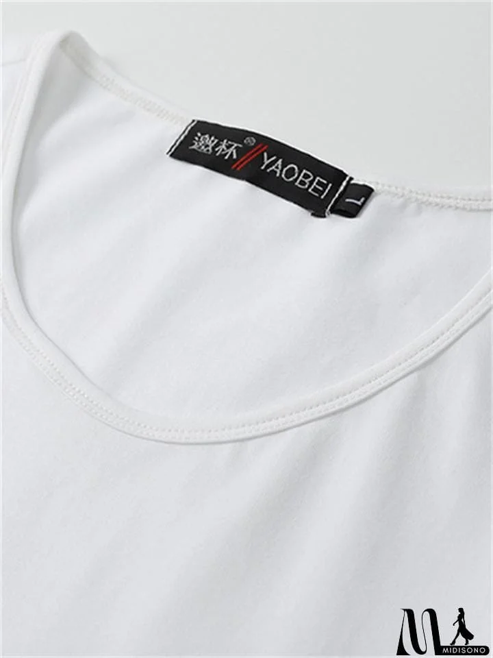 MidiSono - Men's Short Sleeve Solid Color Round Neck Cotton T-Shirt