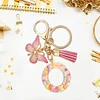 DIY Pink Tassel Ring Letter Butterfly Keychain