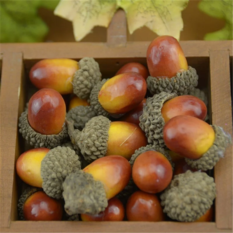 20pcs 3cm Cheap Mini Chestnut Artificial Flower Fake Foam Fruits Berries Flowers For Wedding Christmas Tree Decoration