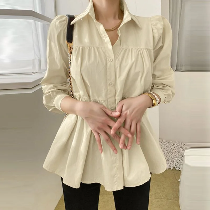 2022 Women Spring Work OL Long Sleeve Shirt ZANZEA Elegant Ruffle Button Blouse Casual Lapel Office  Tops Tunic Chemise