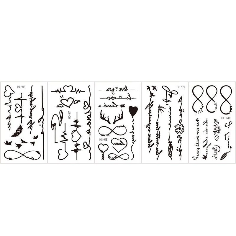 5Pcs/Set Feather Bird Element Pattern Dandelion Temporary Tattoo Sticker Fake Tattoos for Women Men Body Makeup Waterproof