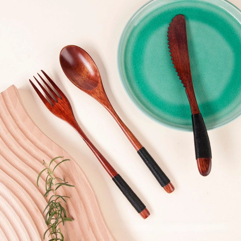 Creative Japanese Tableware Set Phoebe Chopsticks Knife, Fork And Spoon Four-piece Set Wooden Simple Chopsticks And Spoon Set