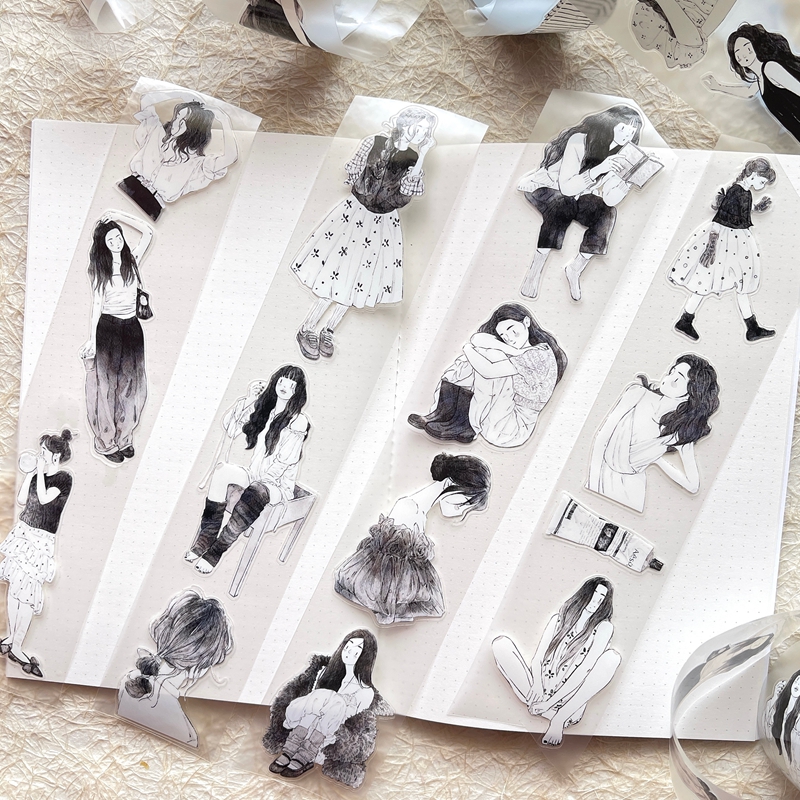 PET 테이프 - 50mm*10m 빈티지 소녀 캐릭터