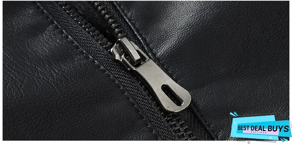 Men's Casual Zipper Pu Leather Jacket Motorcycle Leather Jacket Men Leisure Clothing Men's Slim Leather Jacket