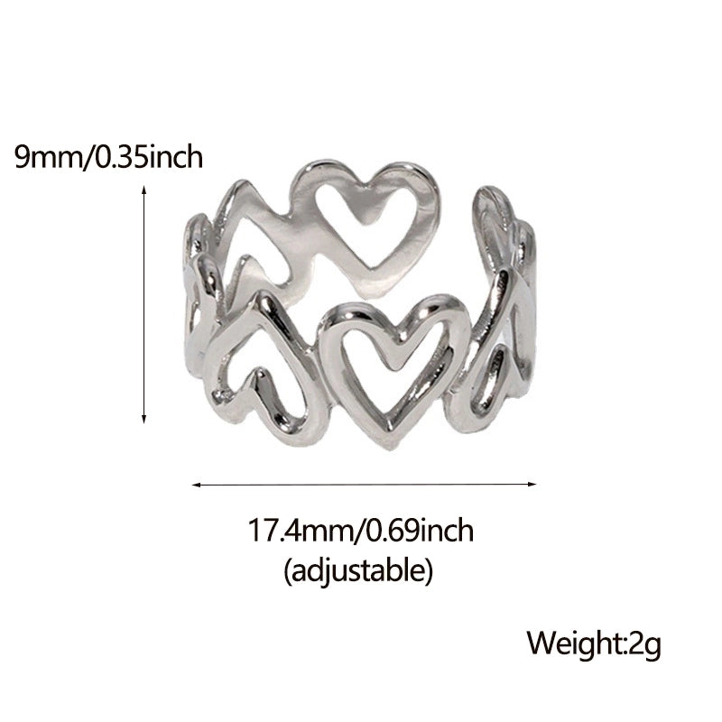 Sweet Heart Shape 304 Stainless Steel 18K Gold Plated Plating Stainless Steel Rings