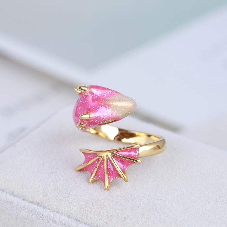 Gold Topaz Dragon Ring Lucky Finger Pet