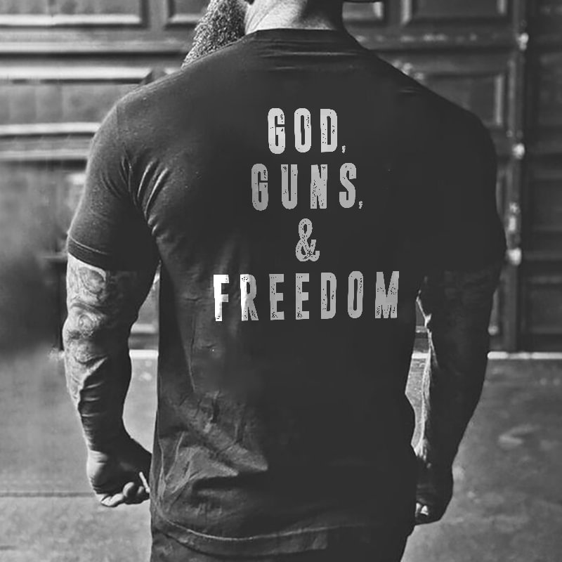 Livereid God Guns & Freedom Printed Men's T-shirt - Livereid