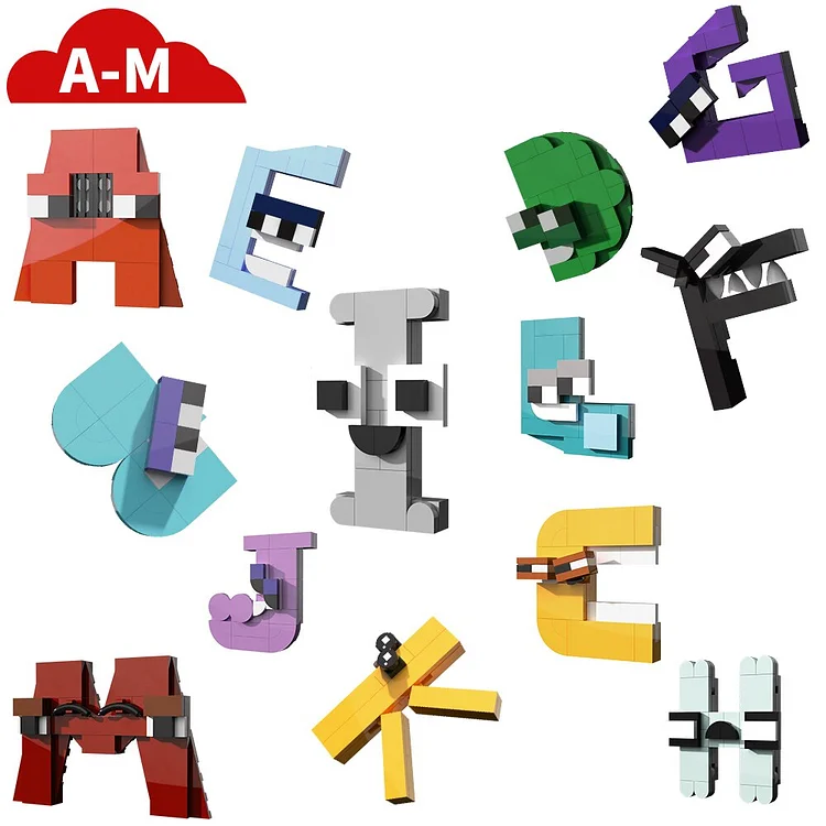 BZB MOC Lore Alphabet Cartoon Animal 0-9 Number Building Block Set 26  Letter A-Z Alphabet Lore CAB brick For Kids best Gifts