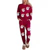 Women's Christmas Sequin Long Sleeve Top and Elastic Waistband Tie Pocket Pants Set
