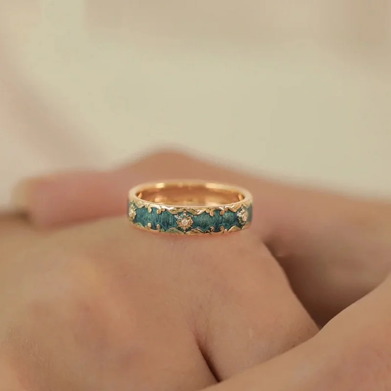 Cloisonne Trimmed Adjustable Opening Ring