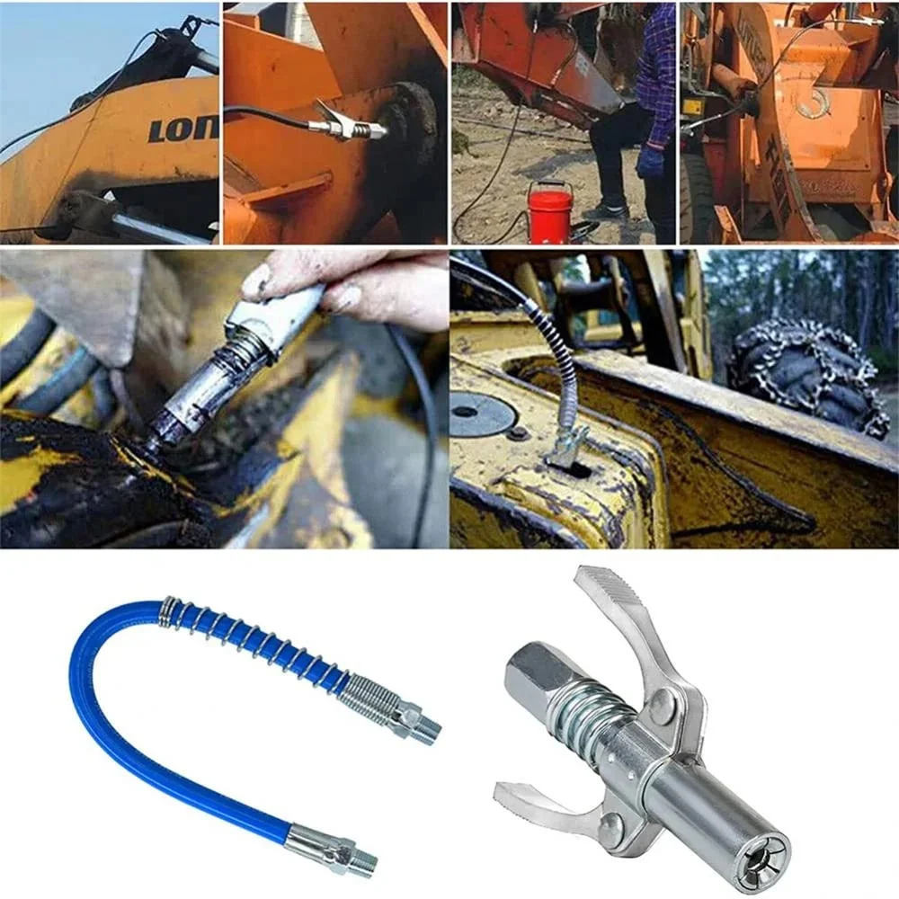 Strong Lock on Grease Couplers with Spring Flex Hose 