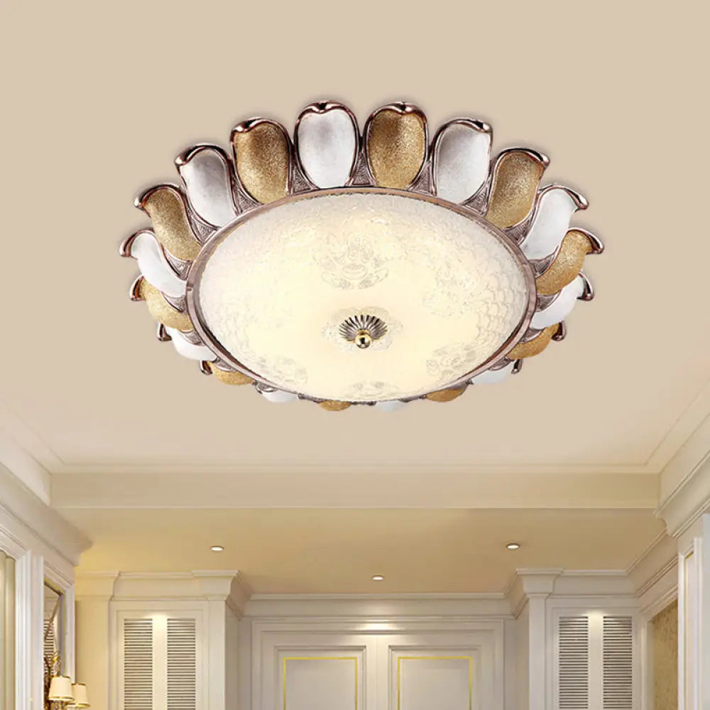Korea Country Gold Flower Bedroom Led Flush Mount Lamp / 14&rsquo;