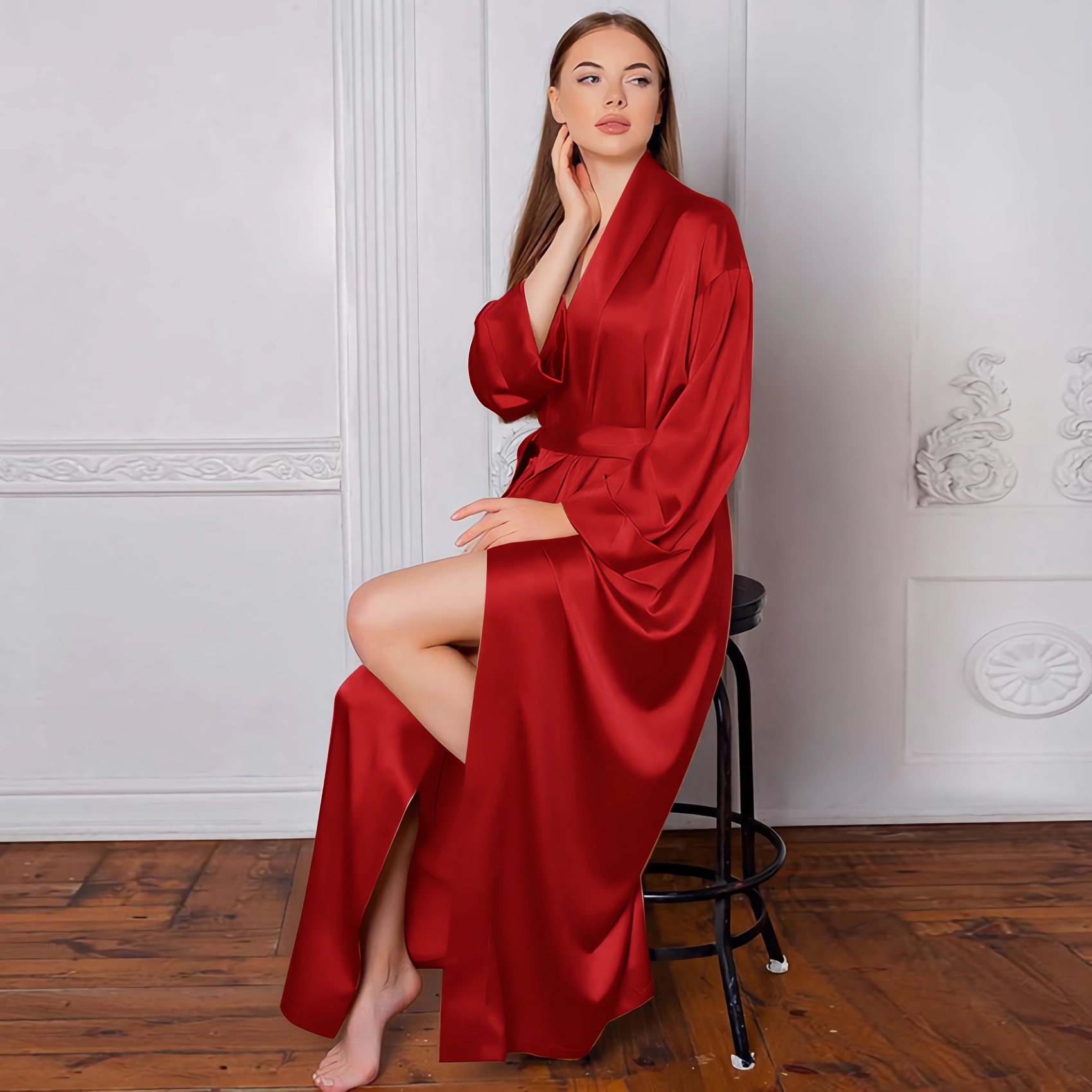Silk Robe Women 22 Momme Mulberry Silk Floor Length Bridal Sleepwear REAL SILK LIFE