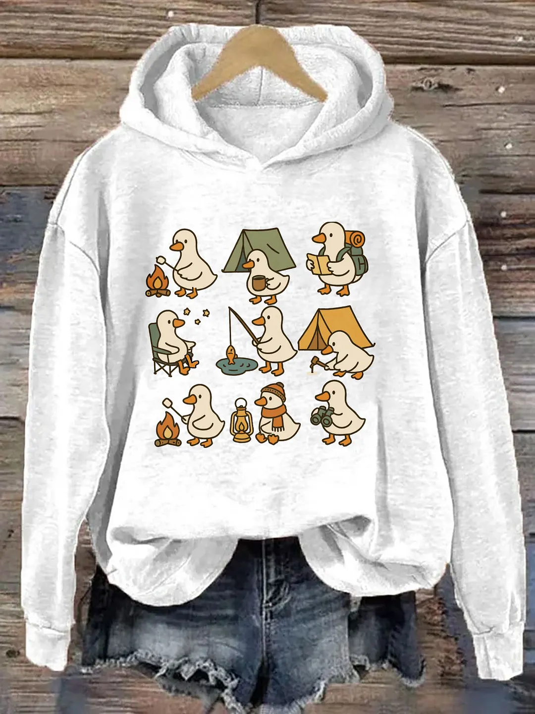 Cute Goose Camping Hoodie