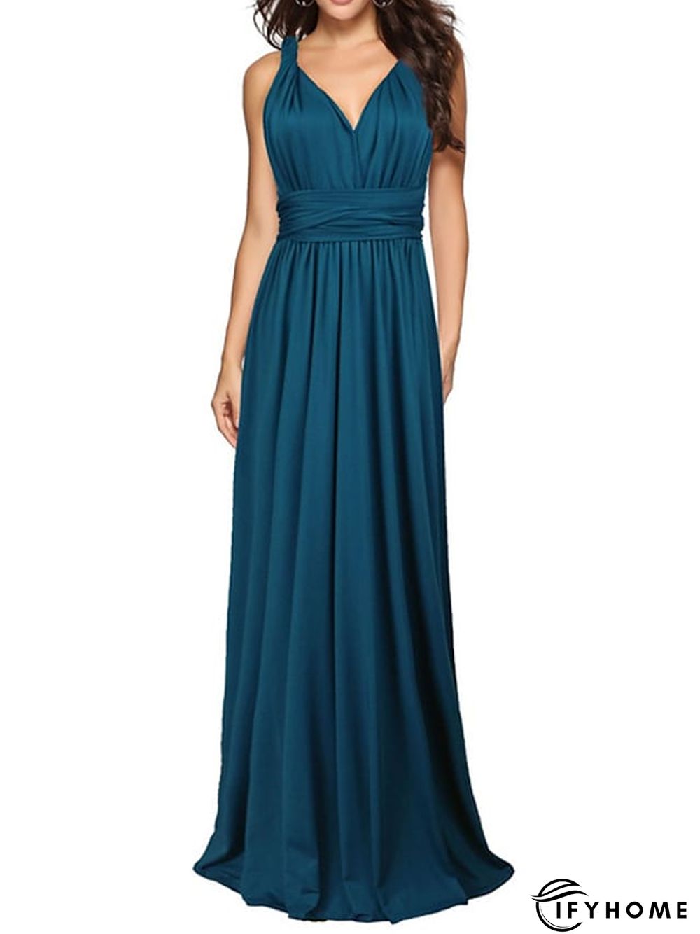 Women‘s Prom Party Dress Swing Dress Long Dress Maxi Dress Green Black Blue Sleeveless Pure Color Backless Spring Summer V Neck Party S M L XL | IFYHOME