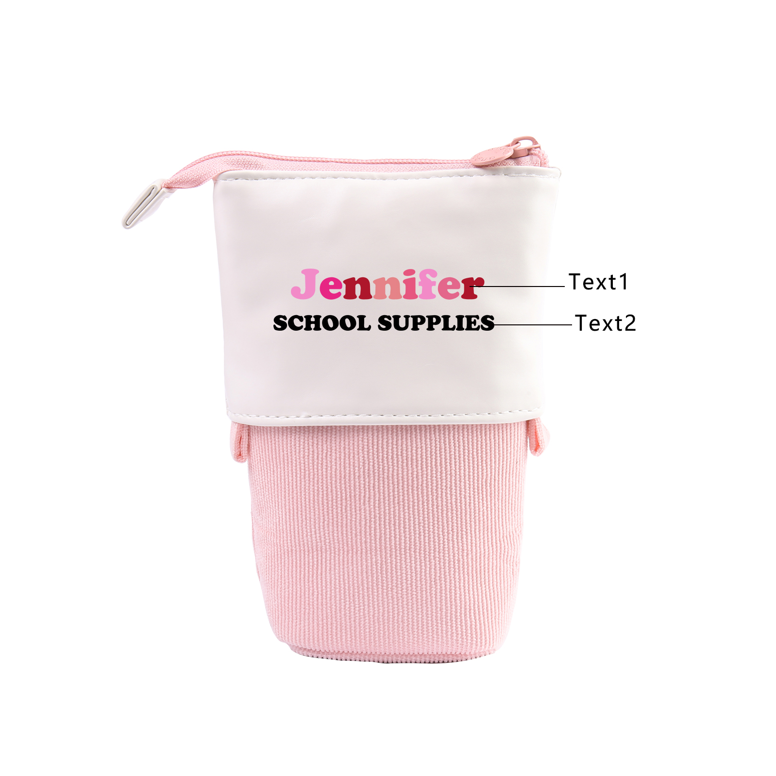 Astuccio per matite personalizzato con 2 testi per scuola elementare bambini