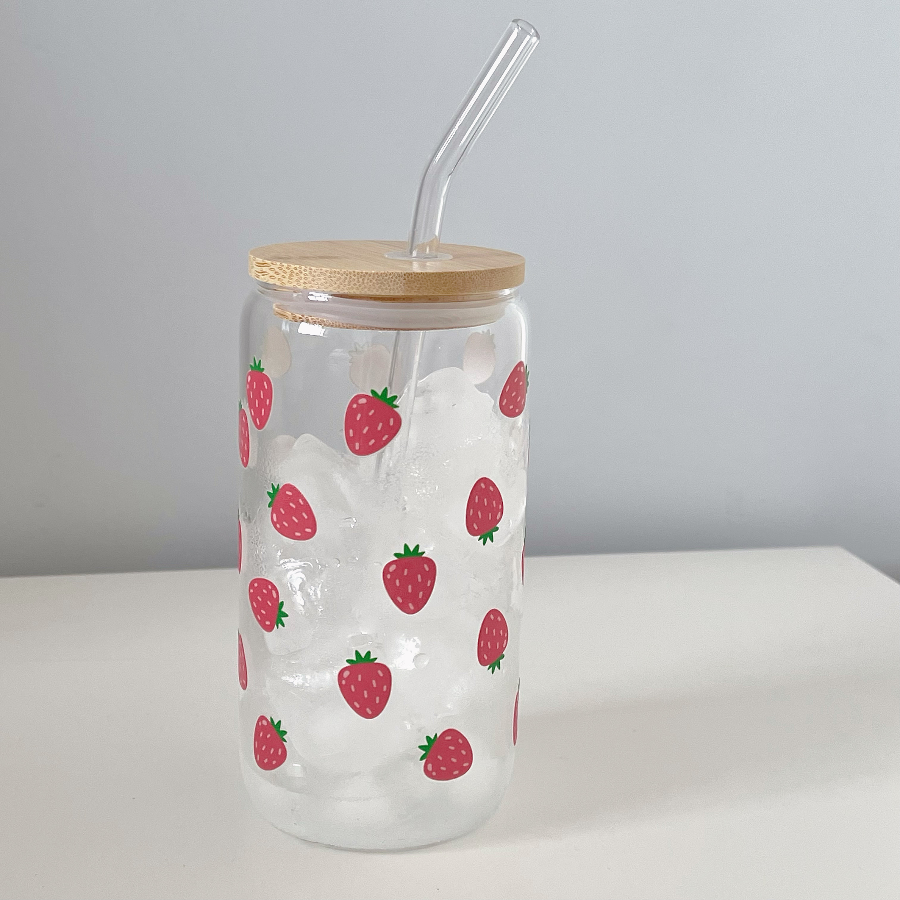 Maneifurui™  Little  Strawberry Glass Can
