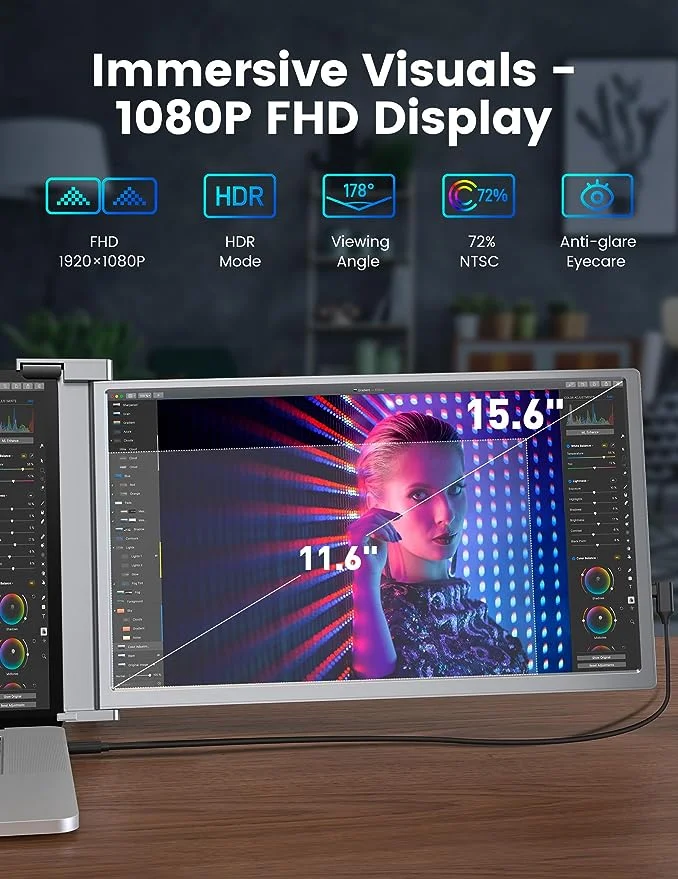 【新品】FOPO 15インチトリプルポータブルモニター／FHD 1080P Amazon.com: FOPO 15.6