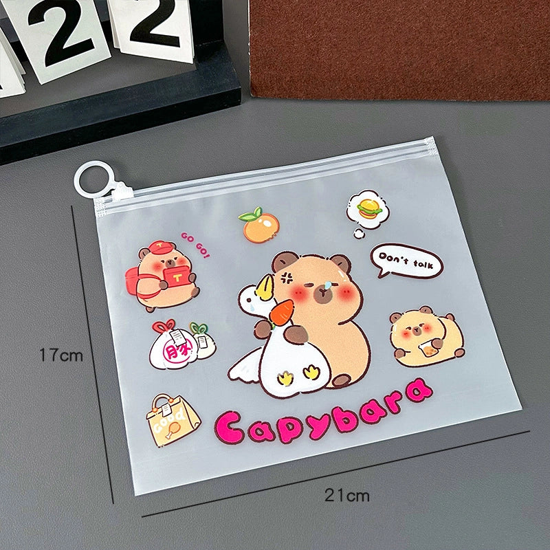 1 Piece Cartoon Learning Daily PVC Minimalist Stationery Storage Bag2