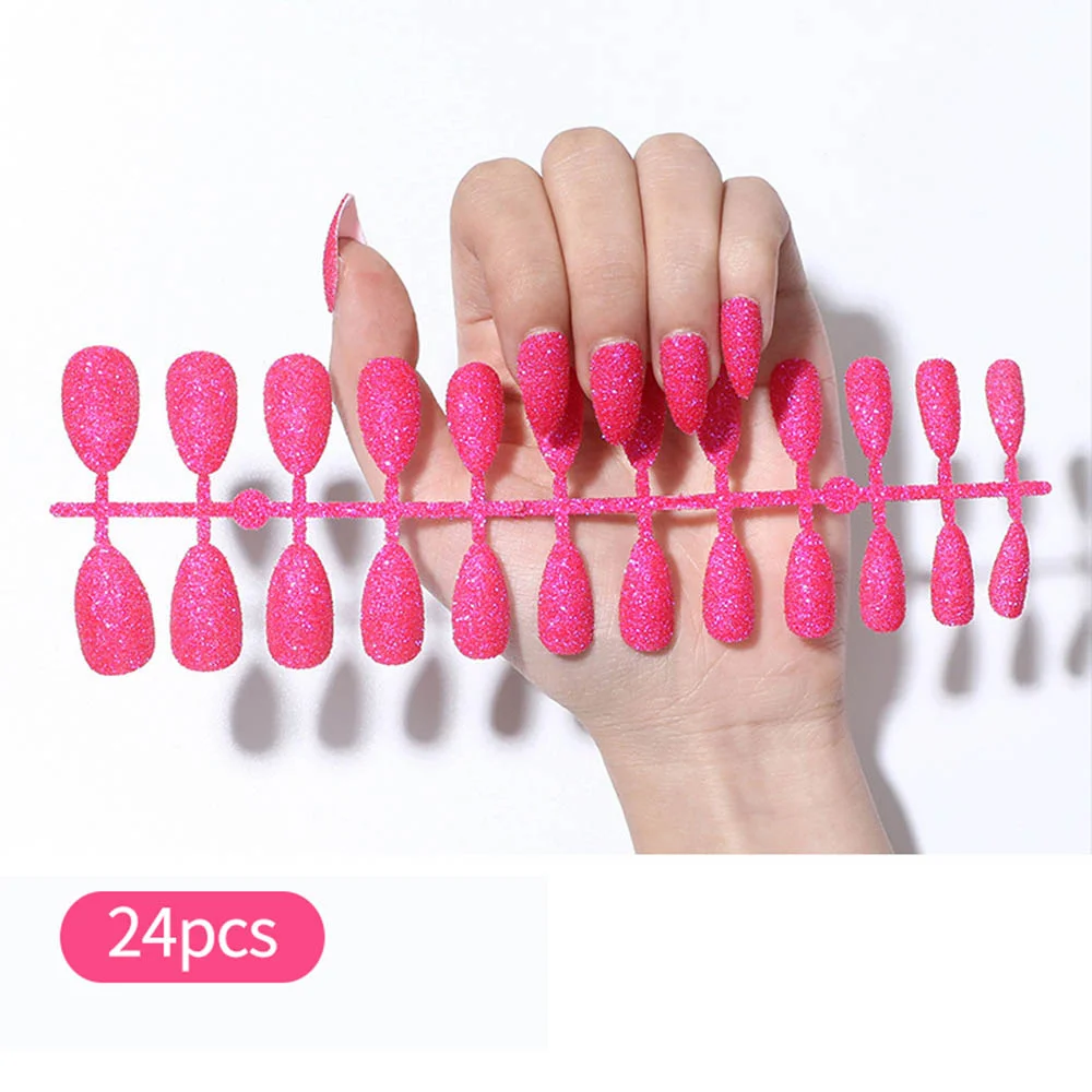 Free shipping fake nails Nail Art Decorations 24pcs Fake Nails Solid Color Frosted Matte Full Cover новогодние накладные ногти-Nail Inspo