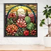 Diamond Painting -DIY Round Drill Cactus Flower Stained Glass