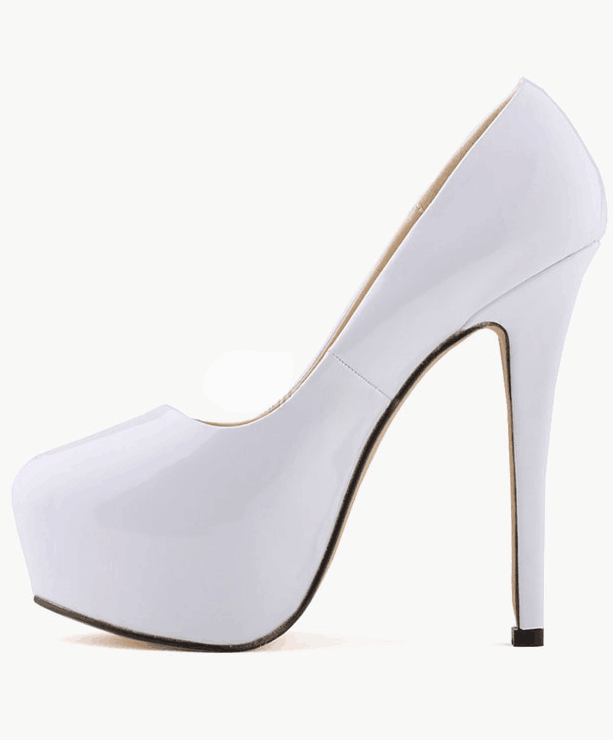 Custom Made White Patent Leather Platform High Heel Pumps |FSJ Shoes