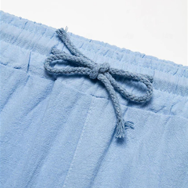  Men's Casual White Cargo Shorts with Adjustable Drawstring for Summer Beachwear