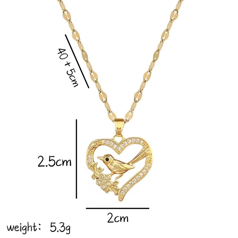 Elegant Animal Star Heart Shape Titanium Steel Rhinestones Plating Inlay Pendant Necklace