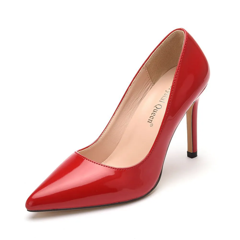 Breakj Breakj Cm Sexy Large-Size Pointed Single Shoes Red Leather Fine Heel Single Shoes Lady Tip Shoes Women's Shoes