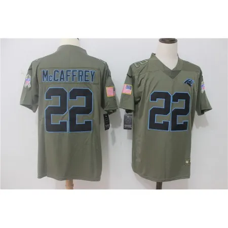 Men's  Carolina Panthers #22 Christian McCaffrey Olive Salute To Service Limited Stitched NFL Jersey